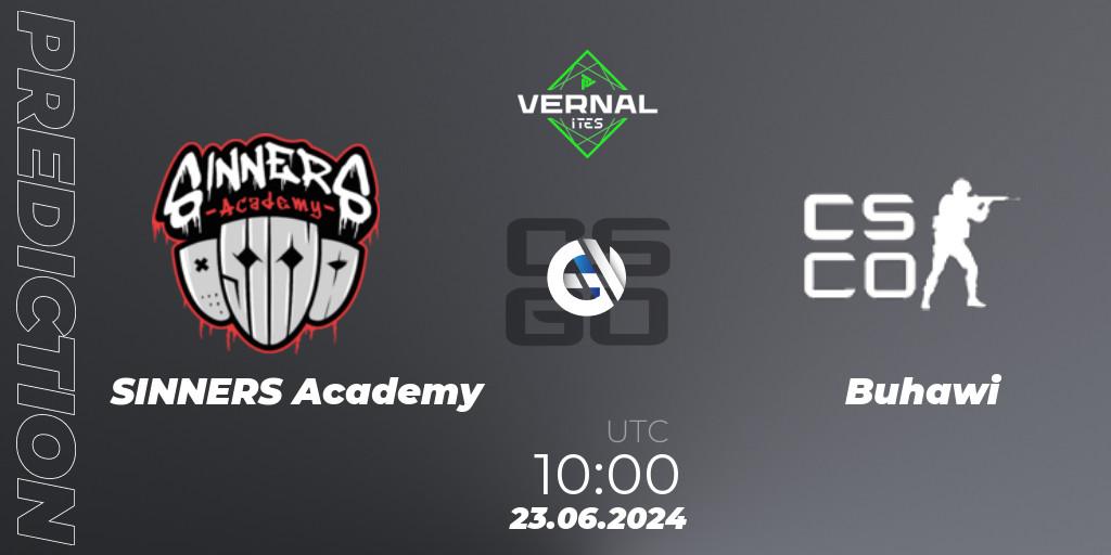 Pronósticos SINNERS Academy - Buhawi. 23.06.2024 at 10:00. ITES Vernal - Counter-Strike (CS2)