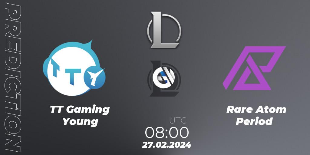 Pronósticos TT Gaming Young - Rare Atom Period. 27.02.2024 at 08:00. LDL 2024 - Stage 1 - LoL