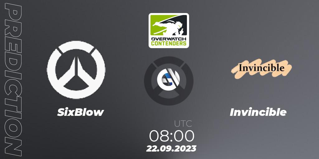 Pronósticos SixBlow - Invincible. 22.09.2023 at 08:00. Overwatch Contenders 2023 Fall Series: Asia Pacific - Overwatch