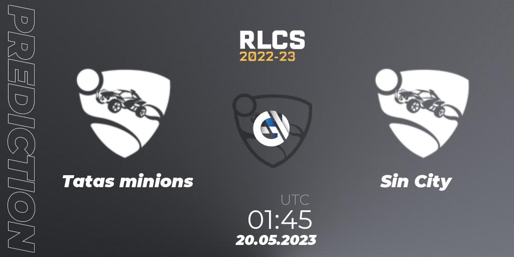 Pronósticos Tatas minions - Sin City. 20.05.2023 at 01:45. RLCS 2022-23 - Spring: Oceania Regional 2 - Spring Cup - Rocket League
