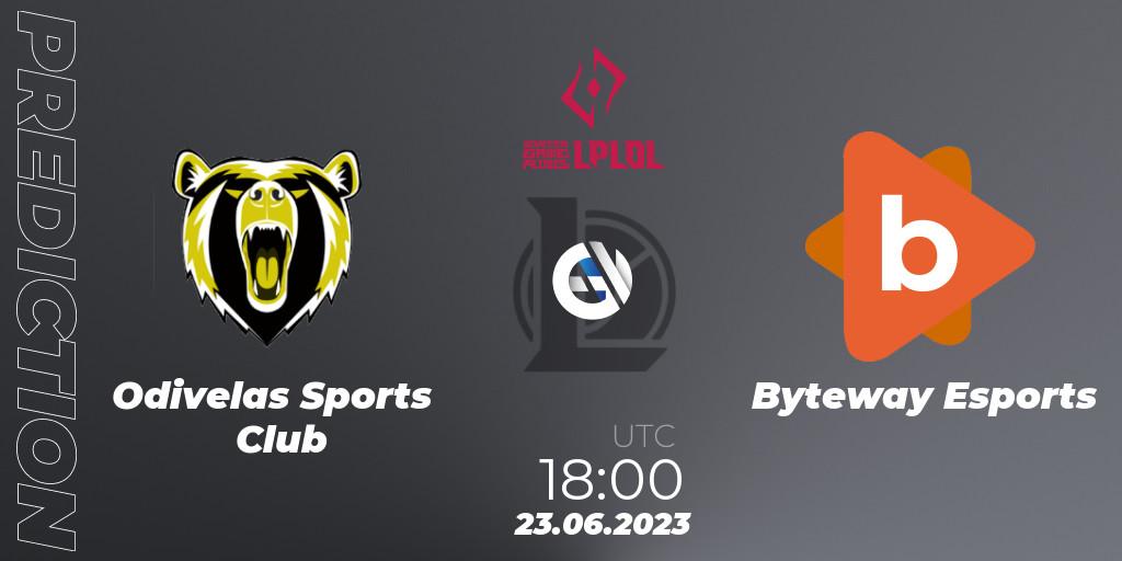 Pronósticos Odivelas Sports Club - Byteway Esports. 23.06.2023 at 18:00. LPLOL Split 2 2023 - Group Stage - LoL