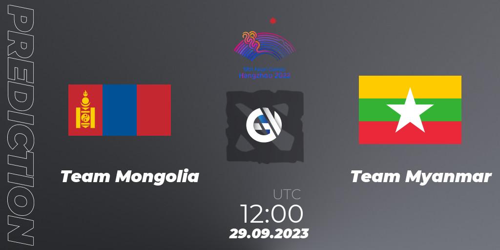 Pronósticos Team Mongolia - Team Myanmar. 29.09.2023 at 12:00. 2022 Asian Games - Dota 2