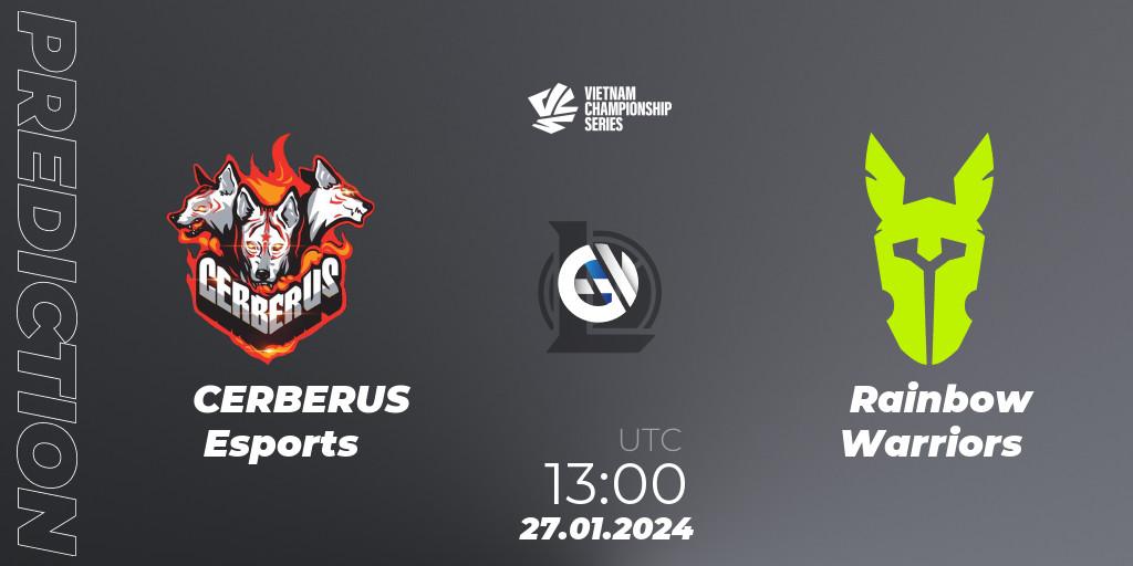 Pronósticos CERBERUS Esports - Rainbow Warriors. 27.01.2024 at 13:00. VCS Dawn 2024 - Group Stage - LoL