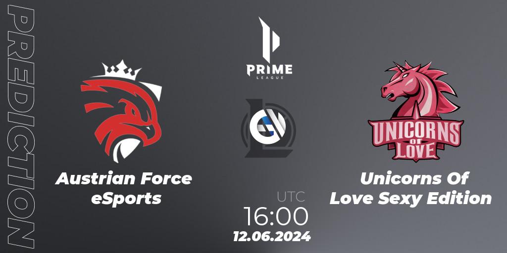 Pronósticos Austrian Force eSports - Unicorns Of Love Sexy Edition. 12.06.2024 at 17:00. Prime League Summer 2024 - LoL