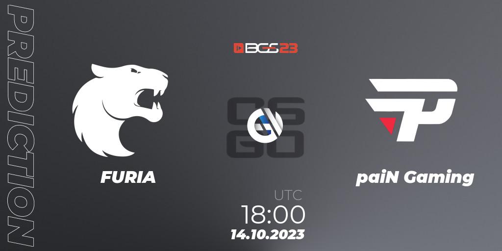 Pronósticos FURIA - paiN Gaming. 14.10.2023 at 20:00. BGS Esports 2023 - Counter-Strike (CS2)