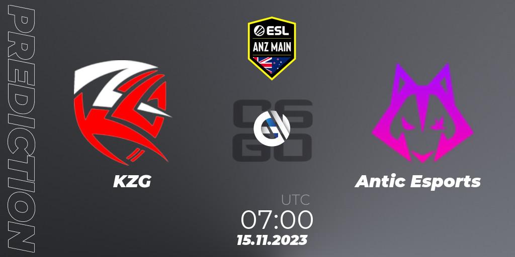 Pronósticos KZG - Antic Esports. 15.11.23. ESL ANZ Main Season 17 - CS2 (CS:GO)