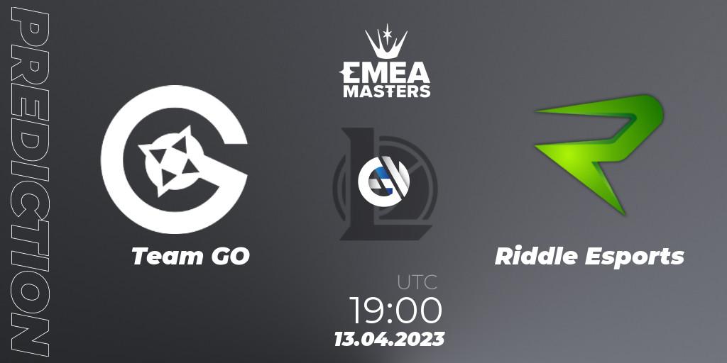 Pronósticos Team GO - Riddle Esports. 13.04.2023 at 19:00. EMEA Masters Spring 2023 - Group Stage - LoL