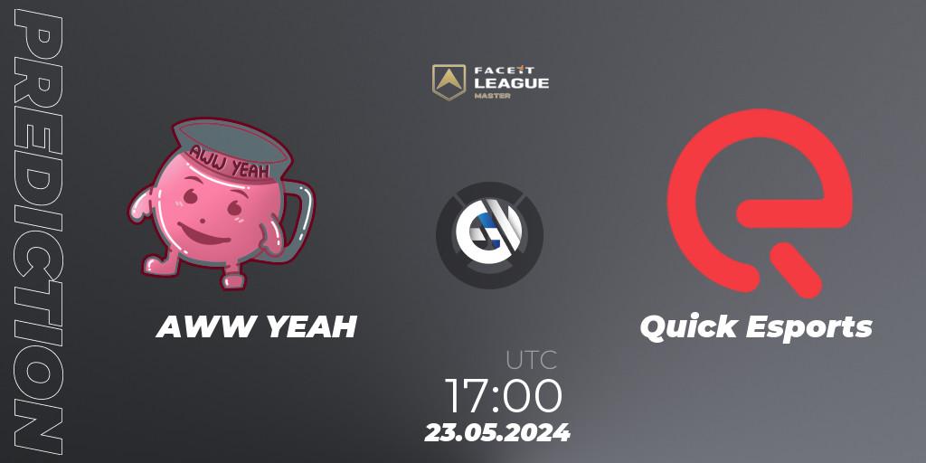 Pronósticos AWW YEAH - Quick Esports. 23.05.2024 at 17:00. FACEIT League Season 1 - EMEA Master Road to EWC - Overwatch