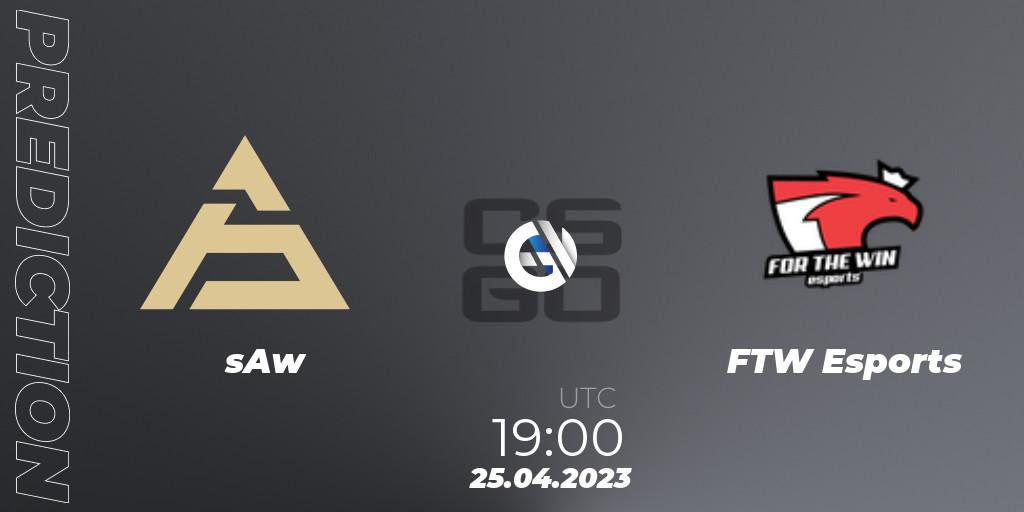 Pronósticos sAw - FTW Esports. 25.04.2023 at 19:00. Master League Portugal Season 11: Online Stage - Counter-Strike (CS2)