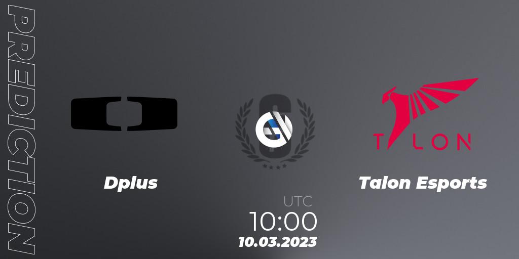 Pronósticos Dplus - Talon Esports. 10.03.2023 at 10:00. South Korea League 2023 - Stage 1 - Rainbow Six