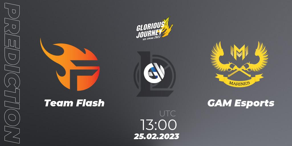 Pronósticos Team Flash - GAM Esports. 25.02.2023 at 13:00. VCS Spring 2023 - Group Stage - LoL