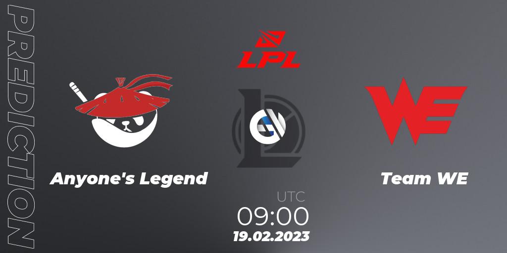 Pronósticos Anyone's Legend - Team WE. 19.02.23. LPL Spring 2023 - Group Stage - LoL