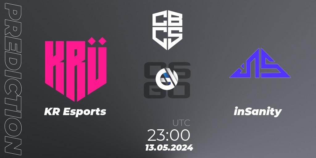 Pronósticos KRÜ Esports - inSanity. 13.05.2024 at 23:00. CBCS Season 4 - Counter-Strike (CS2)