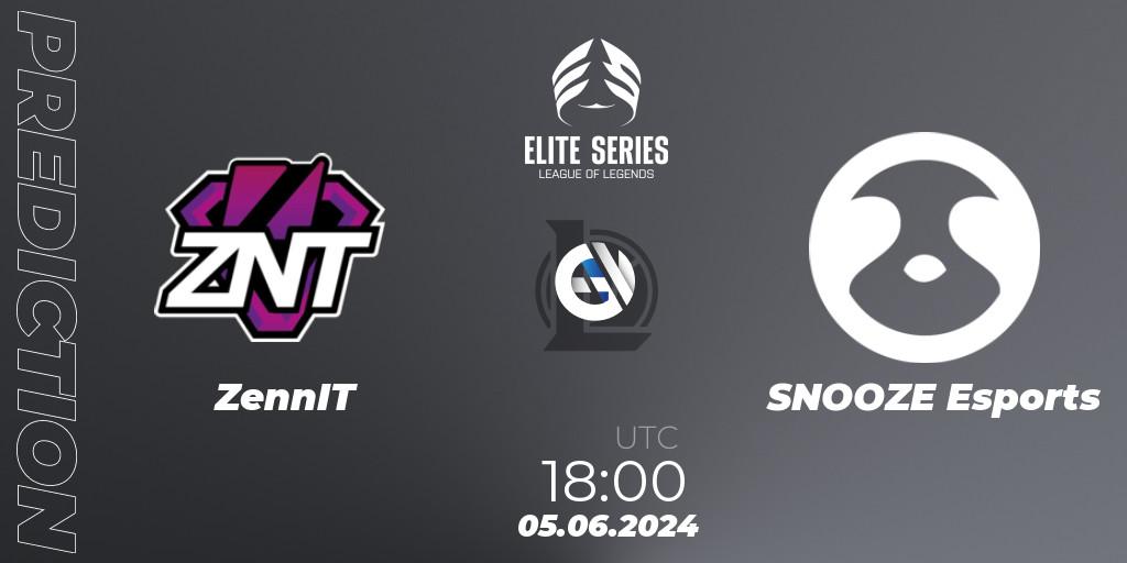 Pronósticos ZennIT - SNOOZE Esports. 05.06.2024 at 18:00. Elite Series Summer 2024 - LoL