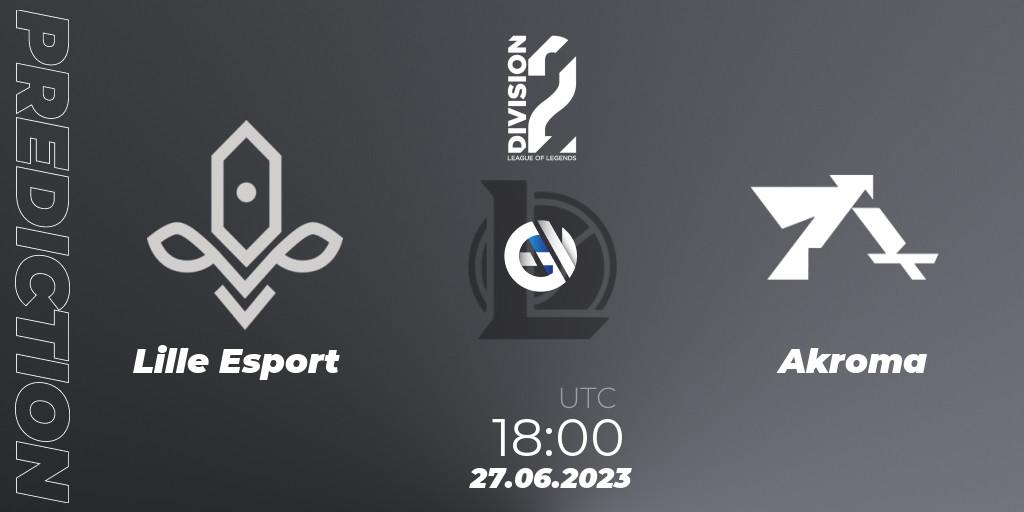 Pronósticos Lille Esport - Akroma. 27.06.2023 at 18:00. LFL Division 2 Summer 2023 - Group Stage - LoL