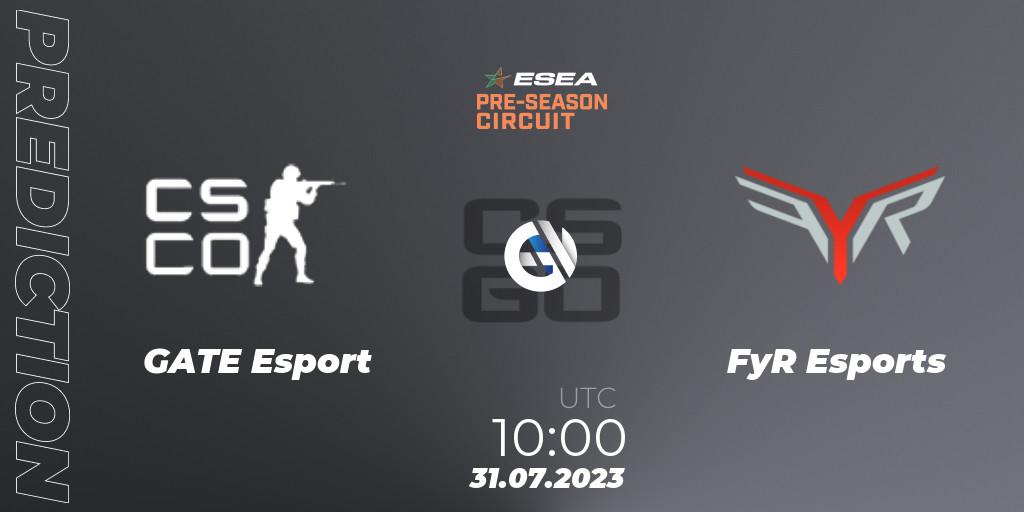 Pronósticos GATE Esport - FyR Esports. 31.07.2023 at 10:00. ESEA Pre-Season Circuit 2023: Asian Final - Counter-Strike (CS2)