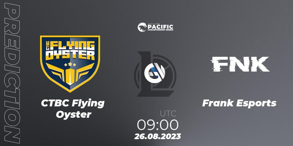 Pronósticos CTBC Flying Oyster - Frank Esports. 26.08.2023 at 09:00. PACIFIC Championship series Playoffs - LoL