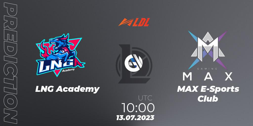 Pronósticos LNG Academy - MAX E-Sports Club. 13.07.2023 at 10:00. LDL 2023 - Regular Season - Stage 3 - LoL