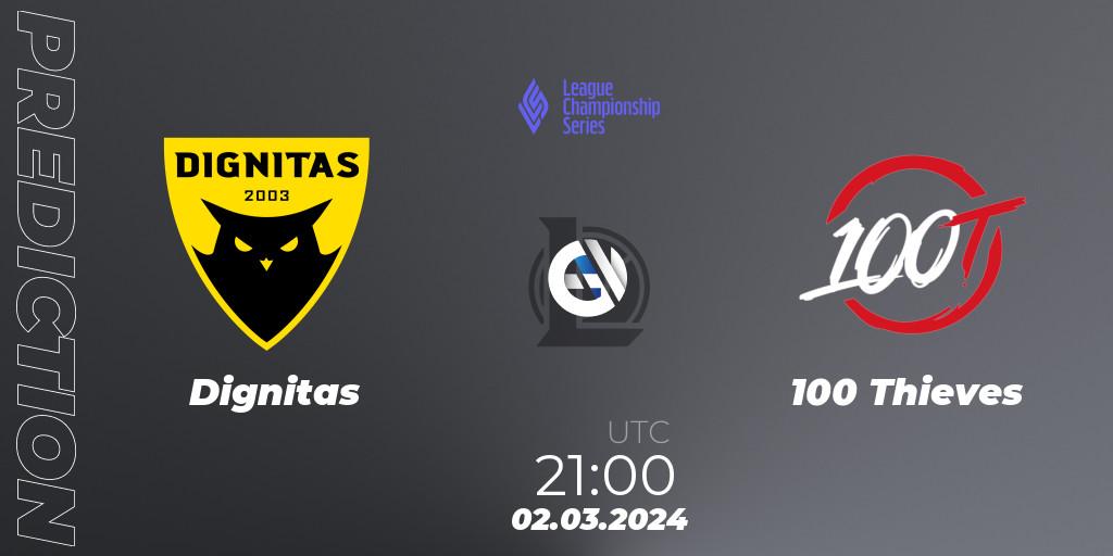 Pronósticos Dignitas - 100 Thieves. 02.03.24. LCS Spring 2024 - Group Stage - LoL