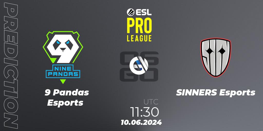 Pronósticos 9 Pandas Esports - SINNERS Esports. 10.06.2024 at 11:30. ESL Pro League Season 20: European Conference - Counter-Strike (CS2)