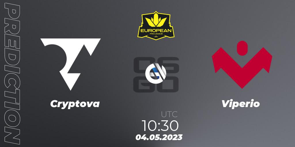 Pronósticos Cryptova - Viperio. 04.05.2023 at 10:30. European Pro League Season 8: Division 2 - Counter-Strike (CS2)
