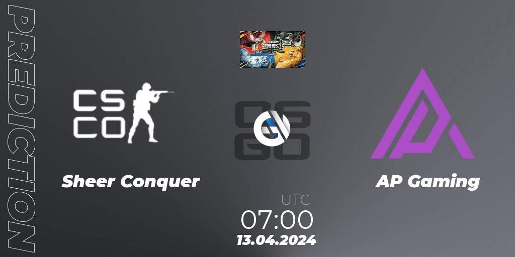 Pronósticos Sheer Conquer - AP Gaming. 13.04.2024 at 07:00. Perfect World Wild Party Season 1: Series 3 - Counter-Strike (CS2)