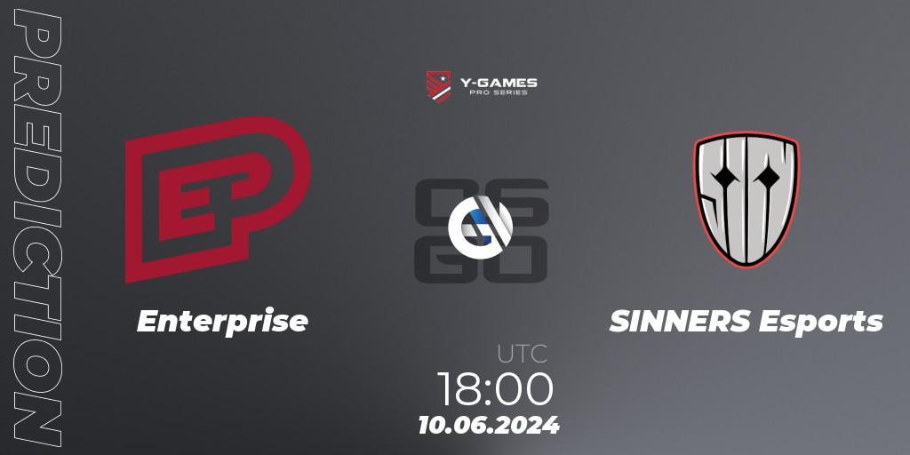 Pronósticos Enterprise - SINNERS Esports. 10.06.2024 at 15:00. Y-Games PRO Series 2024 - Counter-Strike (CS2)