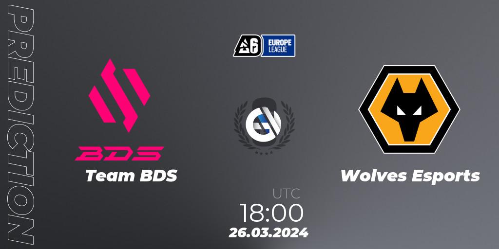 Pronósticos Team BDS - Wolves Esports. 26.03.2024 at 19:00. Europe League 2024 - Stage 1 - Rainbow Six