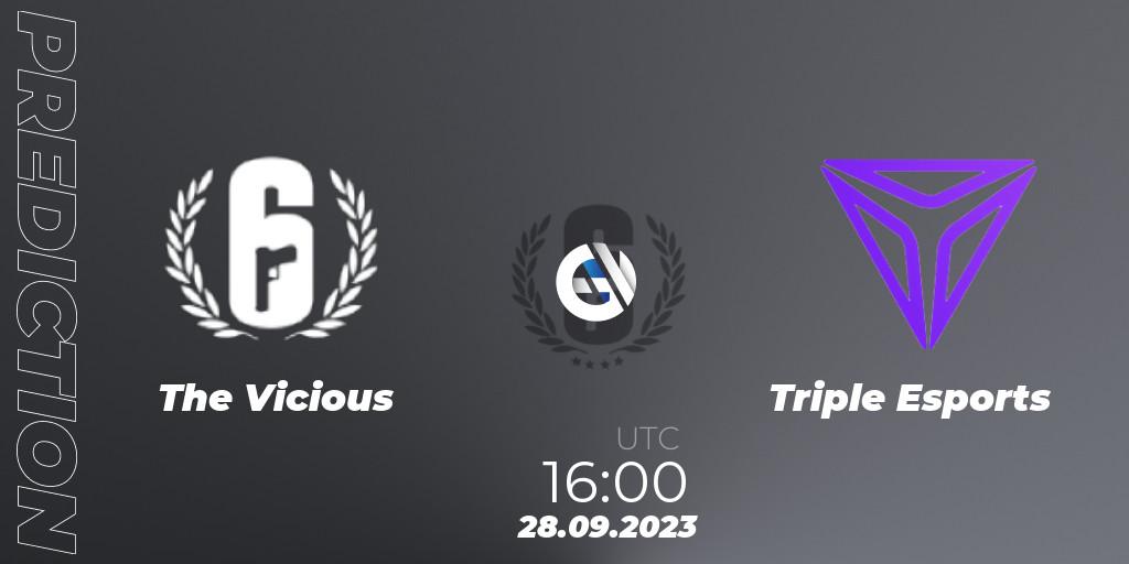 Pronósticos The Vicious - Triple Esports. 28.09.2023 at 16:00. Saudi eLeague 2023 - Stage 2 - Rainbow Six