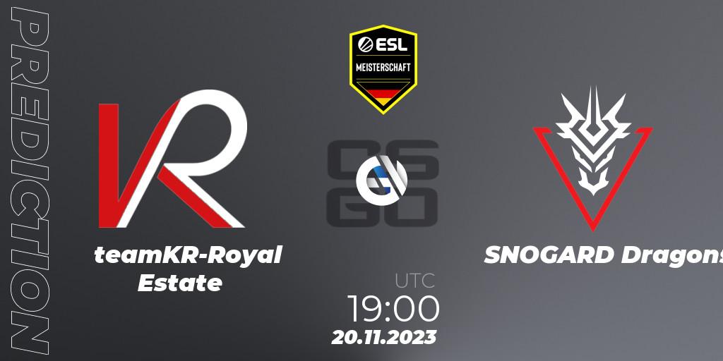 Pronósticos teamKR-Royal Estate - SNOGARD Dragons. 20.11.23. ESL Meisterschaft: Autumn 2023 - CS2 (CS:GO)