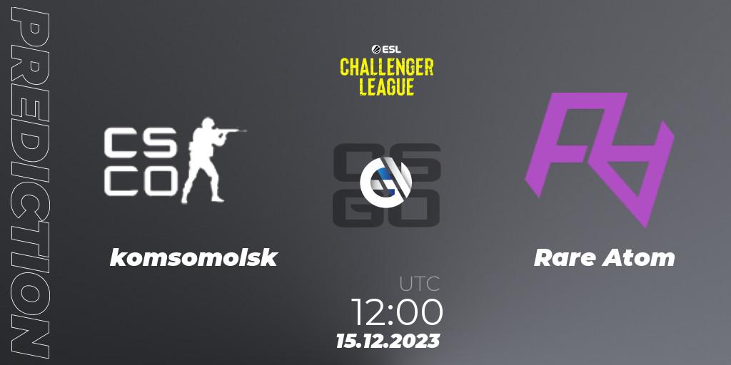Pronósticos komsomolsk - Rare Atom. 15.12.2023 at 12:00. ESL Challenger League Season 46 Relegation: Asia-Pacific - Counter-Strike (CS2)