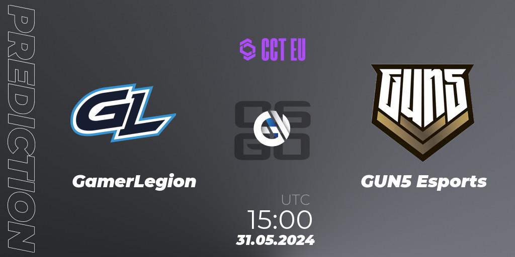 Pronósticos GamerLegion - GUN5 Esports. 31.05.2024 at 15:00. CCT Season 2 Europe Series 4 - Counter-Strike (CS2)