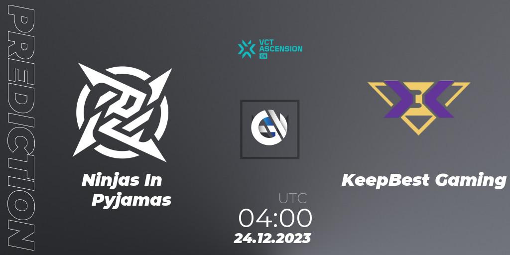 Pronósticos Ninjas In Pyjamas - KeepBest Gaming. 24.12.2023 at 04:00. VALORANT China Ascension 2023 - VALORANT