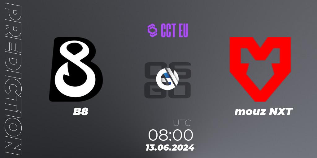 Pronósticos B8 - mouz NXT. 13.06.2024 at 08:00. CCT Season 2 Europe Series 5 - Counter-Strike (CS2)
