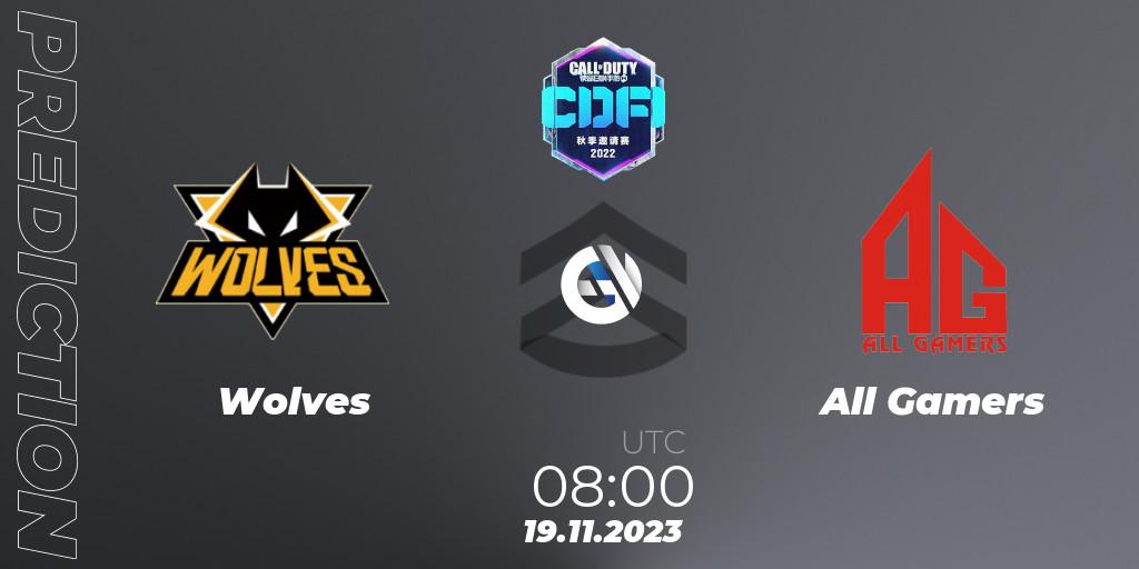 Pronósticos Wolves - All Gamers. 19.11.2023 at 09:00. CODM Fall Invitational 2023 - Call of Duty