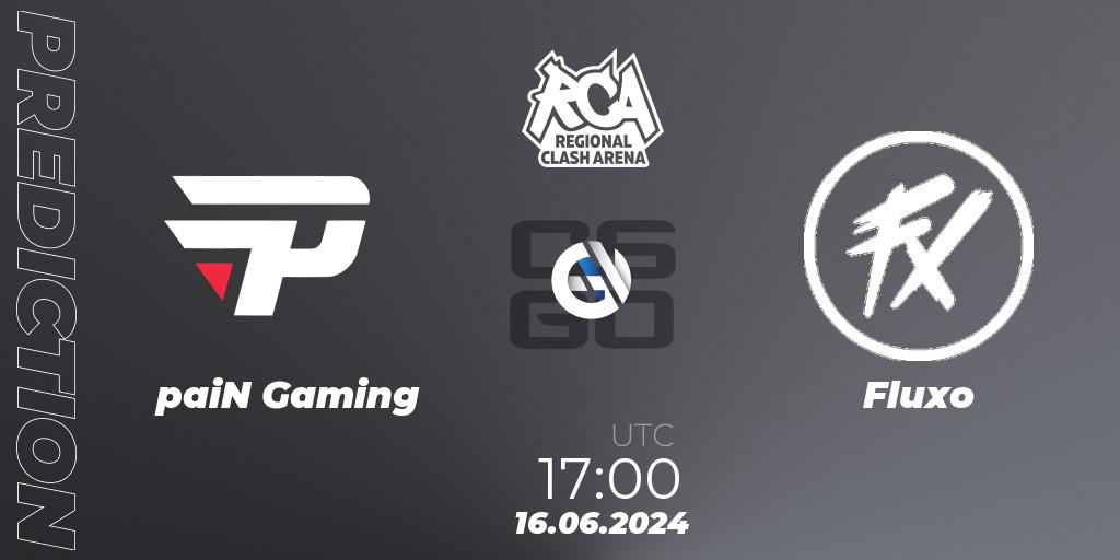 Pronósticos paiN Gaming - Fluxo. 16.06.2024 at 18:00. Regional Clash Arena South America - Counter-Strike (CS2)