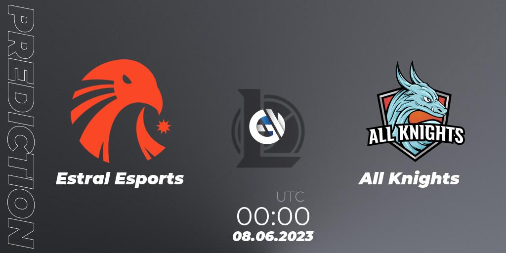 Pronósticos Estral Esports - All Knights. 08.06.23. LLA Closing 2023 - Group Stage - LoL