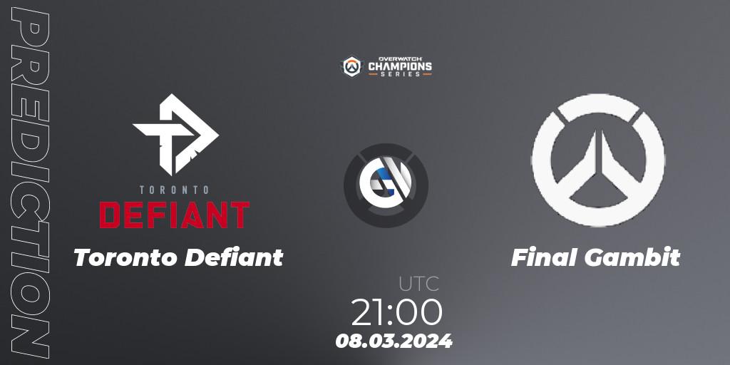 Pronósticos Toronto Defiant - Final Gambit. 08.03.24. Overwatch Champions Series 2024 - North America Stage 1 Group Stage - Overwatch