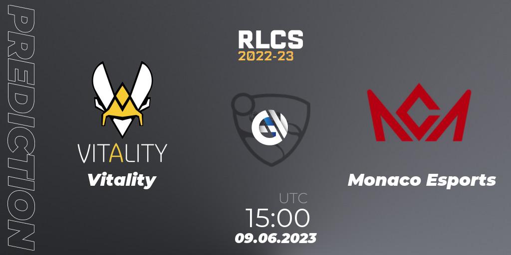 Pronósticos Vitality - Monaco Esports. 09.06.2023 at 15:00. RLCS 2022-23 - Spring: Europe Regional 3 - Spring Invitational - Rocket League