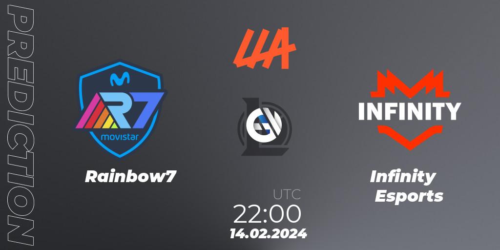 Pronósticos Rainbow7 - Infinity Esports. 14.02.24. LLA 2024 Opening Group Stage - LoL