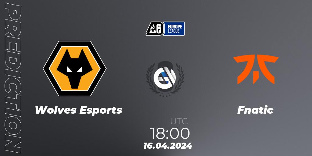 Pronósticos Wolves Esports - Fnatic. 16.04.2024 at 19:30. Europe League 2024 - Stage 1 - Rainbow Six