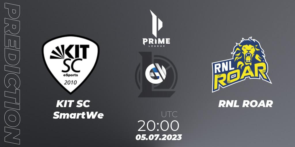 Pronósticos KIT SC SmartWe - RNL ROAR. 05.07.2023 at 20:00. Prime League 2nd Division Summer 2023 - LoL