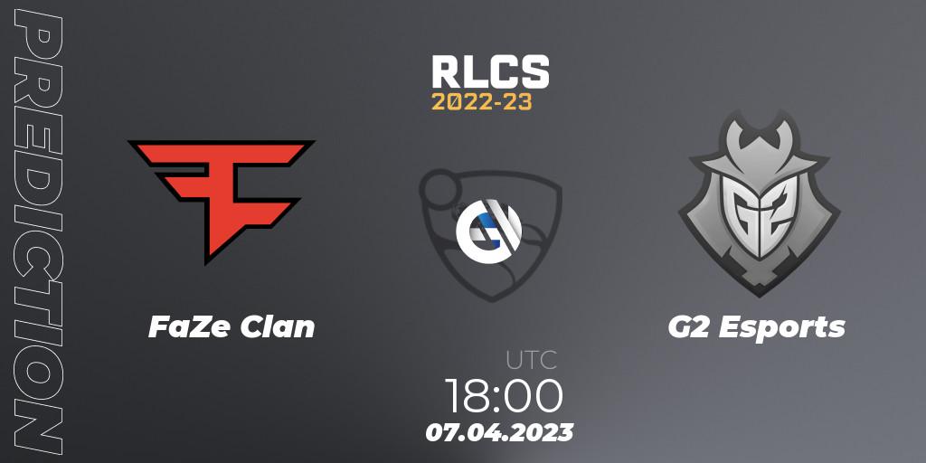 Pronósticos FaZe Clan - G2 Esports. 08.04.2023 at 00:55. RLCS 2022-23 - Winter Split Major - Rocket League