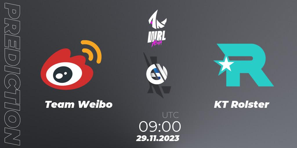 Pronósticos Team Weibo - KT Rolster. 29.11.2023 at 09:00. WRL Asia 2023 - Season 2 - Regular Season - Wild Rift