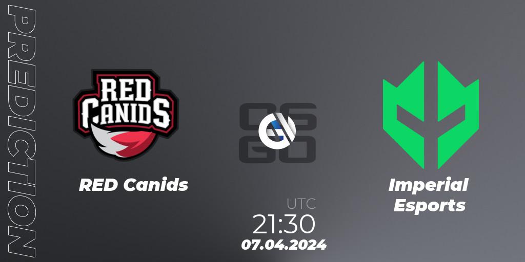Pronósticos RED Canids - Imperial Esports. 07.04.2024 at 21:30. BetBoom Dacha Belgrade 2024: South American Qualifier - Counter-Strike (CS2)