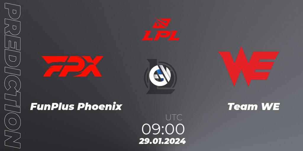 Pronósticos FunPlus Phoenix - Team WE. 29.01.2024 at 09:00. LPL Spring 2024 - Group Stage - LoL