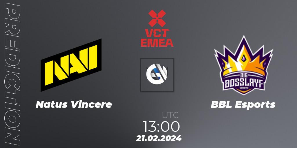 Pronósticos Natus Vincere - BBL Esports. 21.02.24. VCT 2024: EMEA Kickoff - VALORANT