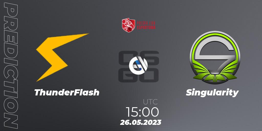 Pronósticos ThunderFlash - Singularity. 26.05.2023 at 15:00. Polish Esports League 2023 Split 2 - Counter-Strike (CS2)