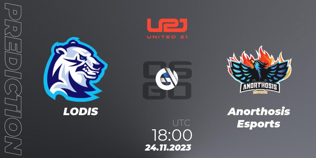 Pronósticos LODIS - Anorthosis Esports. 24.11.23. United21 Season 8: Division 2 - CS2 (CS:GO)