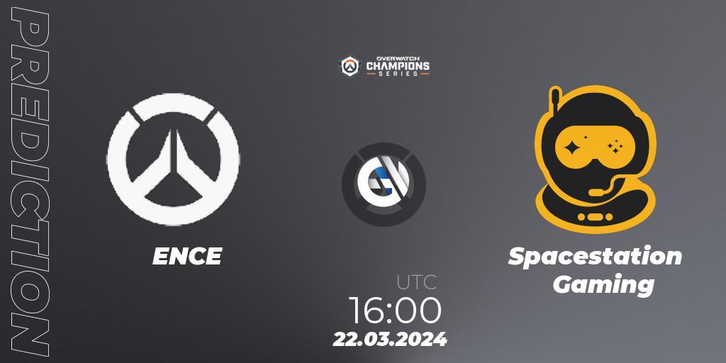 Pronósticos ENCE eSports - Spacestation Gaming. 22.03.2024 at 16:00. Overwatch Champions Series 2024 - EMEA Stage 1 Main Event - Overwatch